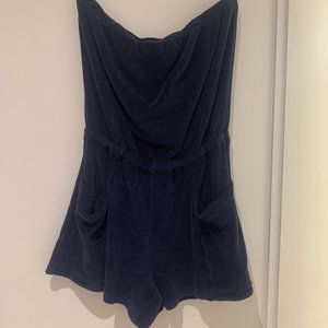 Suzie Kondi | Strapless Terry Romper | Navy | Size XS